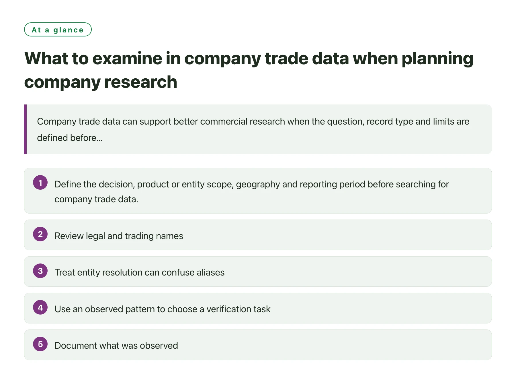 What to examine in company trade data when planning company research——全文要点速览